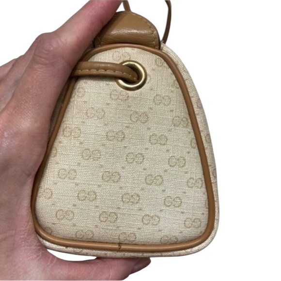 Gucci cream and brown micro gg mini barrel Boston crossbody bag Vintage rare - Picture 8 of 16